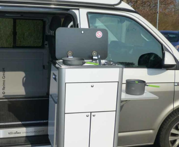 REIMO FLEX-KÜCHE mit Gasanlage - Herausnehmbares Küchenteil Hochglanz Weiß, VW Multivan Zubehör VW T5 & T6, Campingbus Zubehör, Camping-Shop